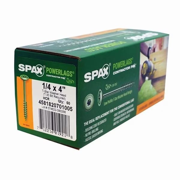 Spax 5034897 4 in. PowerLags Washer Head Construction Screws; Pack of 50, Spax, Mfr#: 5034897